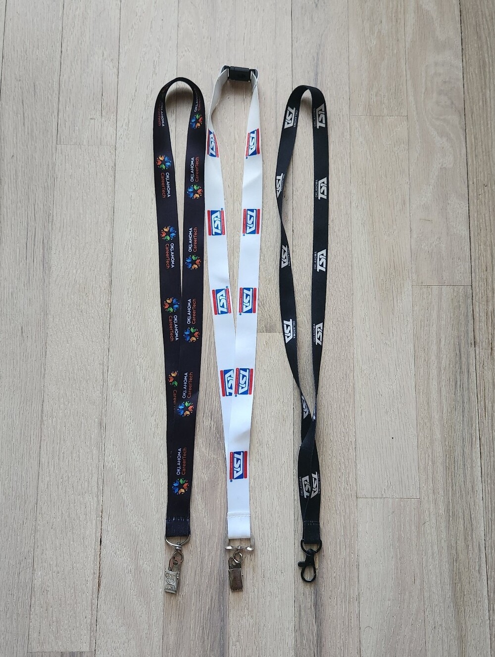 Lot of 3 Oklahoma CareerTech & TSA Lanyards Keychains ID Badge Holders